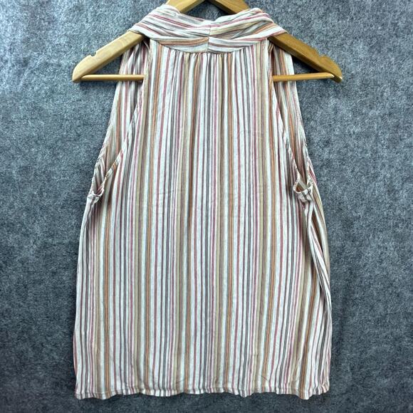 Max Studio Top Womens Medium Brown Tan Flowy Retro Boho Stretch - Picture 2 of 7